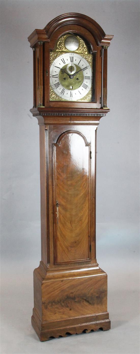 A mid 18th century and later mahogany longcase clock, Davie Steward, Newport Pagnell, H.206cm